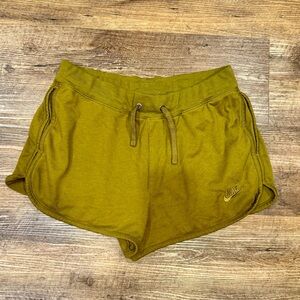 Nike Women's Olive green cotton blend terry pocket Athletic Shorts SZ MED